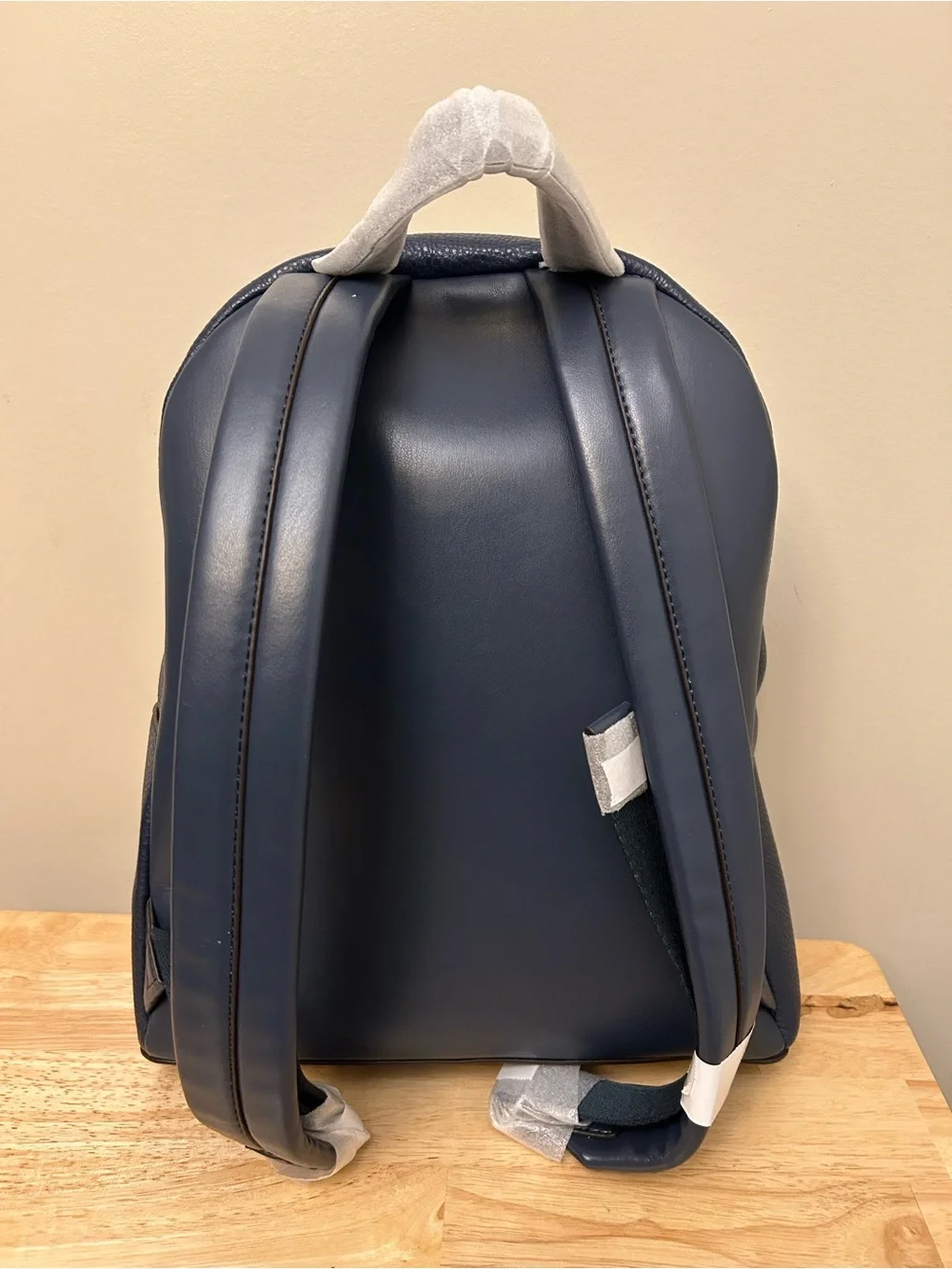 Michael Kors Navy Pebbled Leather Backpack with Silver Chain